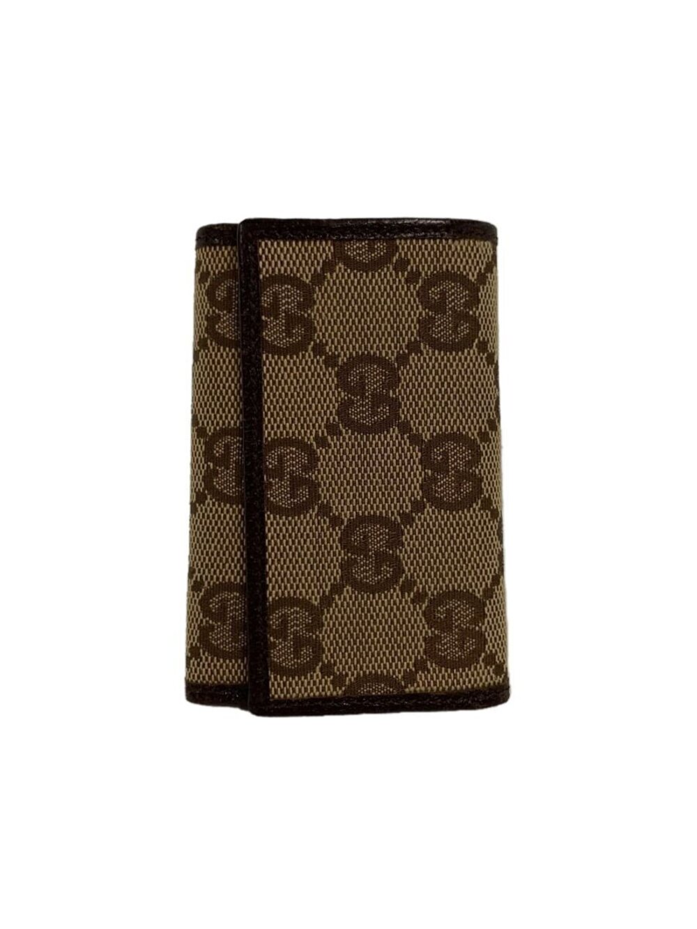 Gucci Key Case Wallet GG Canvas Stainless Steel Brown